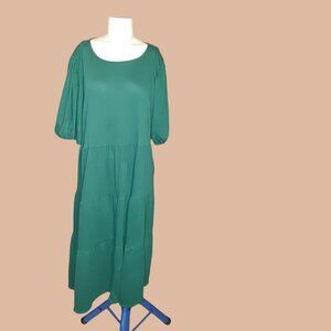 Ava Viv Tunic Smock Dress XLarge Puff Sleeve Polyester